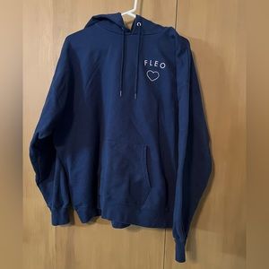 Fleo navy blue with pink heart sweatshirt hoodie, XL